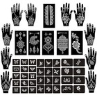 Temporary Tattoo Stencils Kit - 19 Sheets Butterfly  Flower  And Henna Stenci   
