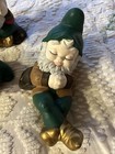 Vintage Hand Painted Ceramic Garden Gnomes 3 Piece Set 1973 Elves Shelf Decor