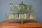 Antique Oakland Ave Cross Street Sign Cast Iron Mount Vintage Double Sided