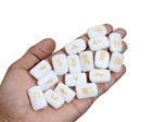 White Jade Rectangle Cube Rune Set Symbols Gemstone Healing Crystal Runes 25 Pcs
