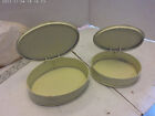 Decorative Oval Metal Box With Lid 2pcs  worn Avacado Look 