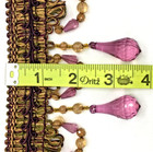 sold By The Yard   3 3 4    Tear Drop Beaded Trim Fringe Gimp Top  Purple W  Gold