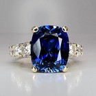 5 50 Ct Cushion Natural  Sapphire Diamond Engagement Ring 14k White Gold Size 7