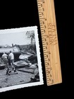 Vintage Snapshot Photo Collapsed Garage Cars Storm Damage Black   White