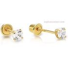 Genuine Diamond 1 8mm Child Stud Earrings In 14k Yellow Gold - Screw Backs