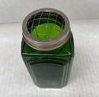 Vtg Flower Frog Tender Heart Treasures Emerald Green Glass Vase Metal Wire Lid