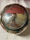 Mcm Los Castillo Taxco Mexico Bowl With Lid Plated Silver Malachite Inlaid