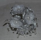 18 Bridal Silver  silk  Sheer Pearl Flowers pick white Bead wedding holiday