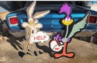 Plymouth Road Runner 47  Gasoline   Oil Sign Standing Wile Coyote   Bird Set