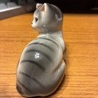 Vintage Sitting Porcelain Kitten Kitty Cat Figurine Grey white Japan Mint