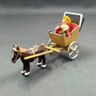 Vintage Handcrafted Miniature Wooden Horse Cart With Lady Figurine 3 25    Long