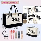 Mrs 2025 Bride Canvas Tote Bag With Makeup Bag gifts For Wedding    