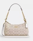 Coach Teri Shoulder Bag In Signature Canvas Gold  chalk brown Cv933 New