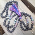 8mm Fashion Lava Stone 108 Beads Handmade Tassel Necklace Buddhist Prayer Chakra