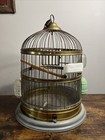 Vintage Hendryx Bird Cage Hanging Dome Style Jadeite And Milk Glass Feed water