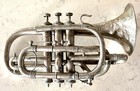 Champion Chicago Austria Courtois Pattern Silver Plate Cornet Trumpet As-is