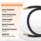 1 2  Vacuum Hose 6ft Length  High-flow Vacuum Certified Refrigerant Hose 3200psi
