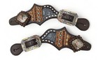 Western Women s Spur Strap Set With Alligator And Engraved Leather  Turquoise R