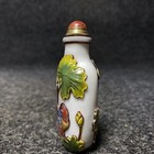 Vintage Chinese Carved Peking Glass Snuff Bottle Rare Lovers Bird Boxes Beijing