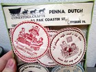 Vintage Set Of 50 Paper Coasters In Original Package 4 Diff Pennsylvania Dutch