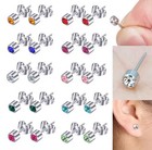10 Pairs Surgical Stainless Steel Stud Earrings 4mm Cz Cartilage Piercing Lot