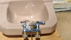 Vintage Pink Sink  Wall Mounted With Faucet   19 And A Quater Wide By 17 Deep