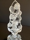 1920s-1930s  Art Glass Art Deco Perfume Bottle Frosted Floral Stopper Cut Glass