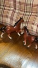 2 Vtg Horse Chestnut Brown Porcelain Figurine Clover Mark Japan 6   x5    4 5   x4   