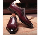 Handmade Men Brown Leather Side Lace Whole Cut Oxford Shoes