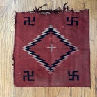 Antique Navajo Rug Whirling Logs Red And Black Distressed 21 X 21  Eye Dazzler