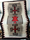 Antique Navajo Handwoven Wool 4 Corners Storm Reversible Eye Dazzler 36 x60  Rug