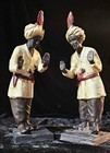 Cold Painted Bronze Blackamoor Statue Figures East India Men Bookends