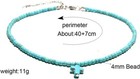 Small Dainty Cross Necklace Pendant Bohemian Turquoise Seed Bead Beaded Necklace