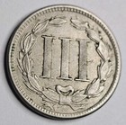 1865 Three Cent Nickel 3cn Trickle About Uncirculated Au Original Civil War