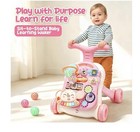 Cute Stone 2-in-1 Sit-to-stand Baby Walker W  Detachable Activity Table Pink