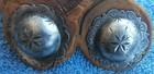 Old Tooled Spur Straps 1-1 2 In  Domed Sterling Conchos And Small Silver Buckles