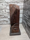 Vtg 13  Abstract Cubist Brutalist Wood Sculpture Bust Art Decor Carved Statue