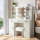 Vanity Set Makeup Desk With Led Lighted And 3 Drawers Dressing Table  led Table