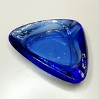 Vintage Mcm Cobalt Blue Glass Atomic Triangle Ashtray 3 