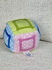 Kids Preferred Baby Plush Photo Bell Rattle Cube Soft Toy 5  Square Pastel Dots