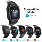 Band With Case For Fitbit Versa 3 2 sense Rugged Men Sport Band Protective Cover