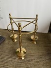 Vintage Retro Solid Brass 3 Candle Stick Holder Round Circular Centerpiece 7 5 