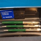 Parker Insignia Green Finish Ballpen   Pencil Set W  Case  Box   Engrave Cert