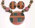 Vintage Lee Sands Earrings Necklace Set Chunky 80s Retro Mod Designer Statement 