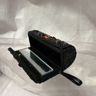 Vintage Beaded Lipstick Case Holder With Mirror And Snap Closure