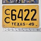 1949 Texas License Plate      Vintage Restored Tx Tag Cc 6422