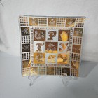 2 Ea  Vintage Georges Briard Mcm Glass Tray 6  Square  Gold clear