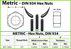 M3 - 0 50  Metric Hex Nuts  A2   18-8 Stainless Steel Din 934  Coarse Thread