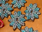 Applique Star Flower 1 1 8  Hand Sewn Fleurettes Glass Beads Iris Blue 1pc