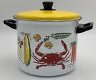 Vintage West Bend Enamelware Crab Pot 5 Quart Steamer Basket Cape Cod Cooker